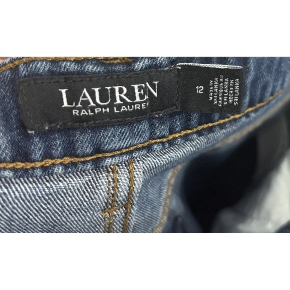 Lauren Ralph Lauren Sz 12 Painted High-Rise Relaxed Cropped Jean Atlas Wash Boho